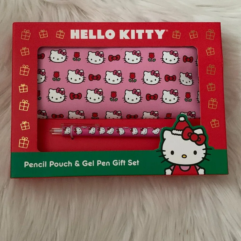HELLO KITTY Floral Pencil Pouch & Gel Pen Gift Set